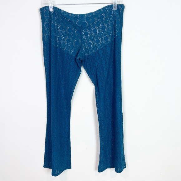 CHASER BLUE EYELET LACE WIDE LEG TIE WAIST COVER  UP PANTS WOMENS SZ SMALL - Picture 6 of 9